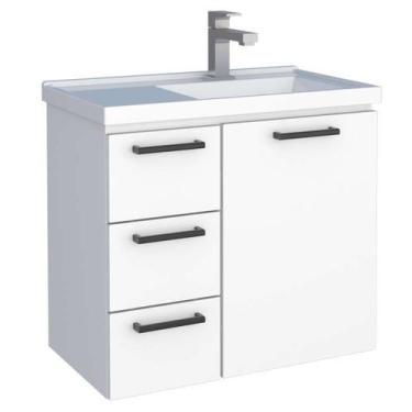 Imagem de Gabinete de Banheiro Branco em Aço com Lavatório Ameixa Cozimax