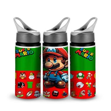 Imagem de Garrafinha Escolar Alumínio com Canudo Bico Retrátil 600ml - VilelaGG