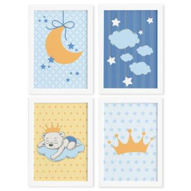 Imagem de Quadros Ursinho Príncipe Moldura Branca 22x32cm 4un - Quartinhos