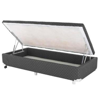 Imagem de Cama Box Cosmopolita Baú Lateral Casal Antigo Cinza Rajado 78x188, 078