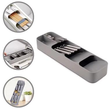 Imagem de Conjunto Organizadores De Facas Talheres Mesa e Gaveta Cinza - Clink, 