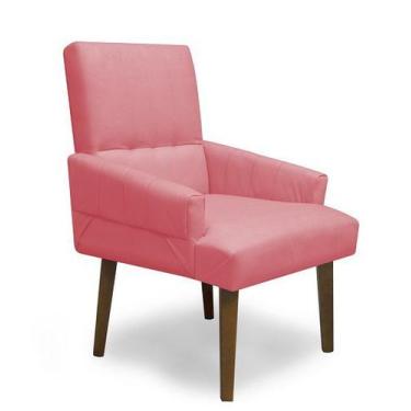 Imagem de Poltrona Cadeira Decorativa Sala de Jantar Itália Suede  Rosa - Casa &
