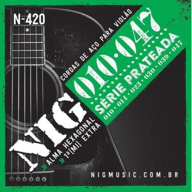 Imagem de Encordoamento Duplo P/ Violão Aço Metal Prateado .010/.047 - NIG