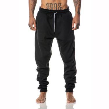Imagem de Calça Moletom Masculina Preta Jogger Cargo Conforto Bolsos - W2 STORE,