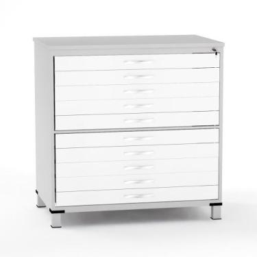 Imagem de Mapoteca em Aco 10 Gavetas Pandin Cinza e Branco