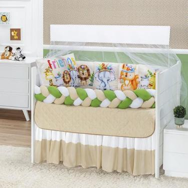 Imagem de Kit americano de berço baby zoo estampado 10 peças para bebe luxuoso -