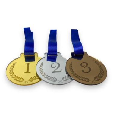 Imagem de Medalha 1 2 3 Lugar Acrílico Espelhado Honra Mérito Fita 3 - CNC Soroc