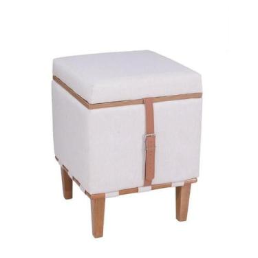Imagem de Puff Flex Decorativo Quadrado Baú Mesa De Centro Linho Claro - Natalin