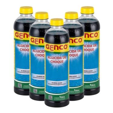 Imagem de Kit 5 Algicida Choque Piscina Verde Genco Elimina Algas 1L