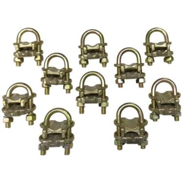 Imagem de Kit 10 Grampo Conector Gtdu Duplo Aterramento Tipo U para Haste 5/8 at