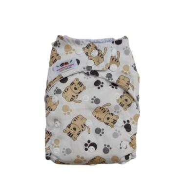 Imagem de fralda de pano tigre COM absorvente- Cantinho da Sammy
