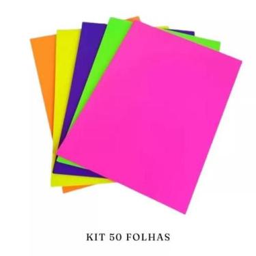 Imagem de 50/100 Folhas Papel Neon Criativo A4 80g Papel Fluorescente Material E
