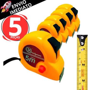 Imagem de Kit 5 Trena Métrica 5MT Fita Medição Portátil Com Trava De Segurança C