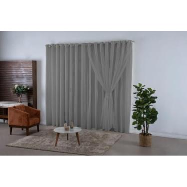 Imagem de Cortina Voal Varão Voal Sala Quarto 4 Metros E Forro Microfibra Varias