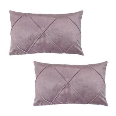 Imagem de Kit 2 Capas para Almofada Drapeada em Veludo Retangular 50x30 com Ench