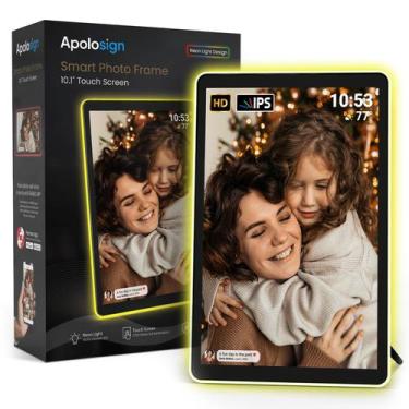 Imagem de Porta-Retratos Digital ApoloSign Neon Light - Tela HD de 10,1 Polegada