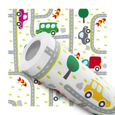 Imagem de Papel de Parede Vinílico Carrinhos Estrada Quarto Infantil 12m - DELIQ