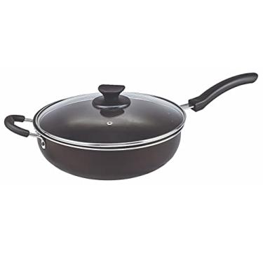 Imagem de Frigideira Panela Alumínio Antiaderente N28 Com Tampa De Vidro Luz Nobre cor:Preto