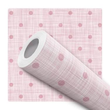 Imagem de Papel De Parede Adesivo Lavável Linho Rosa com Bolinha Quarto Menina E