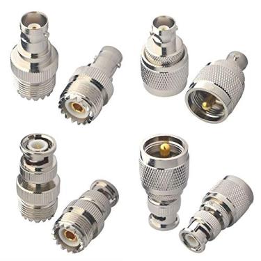 Imagem de Kit de conectores RF BNC para UHF 4 tipo 8 peças coaxial BNC macho fêmea para UHF macho fêmea RF BNC UHF kit adaptador de rádios para antenas, dispositivos LAN sem fio, cabo coaxial, rádios Wi-Fi,