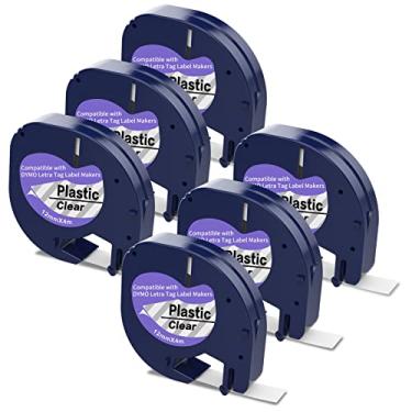 Imagem de Pack 16952 Label Tape Replacement for Dymo Label Maker Refills Clear Transparent Letratag Plastic 12mm for Letra Tag LT-100T LT-100H QX50 Label Maker…