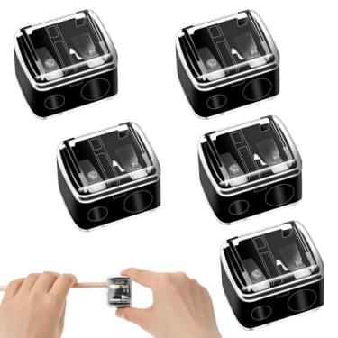 Imagem de 5 apontadores de lápis cosméticos, apontador de delineador, apontador de maquiagem, pequeno apontador de lápis labial, manual para delineador de lábios, lápis (preto)