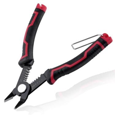 Imagem de LEONTOOL Alicate de corte de fio de 15 cm com decapagem suplementar, ferramenta de descascador de fios 10-20 AWG cortadores diagonais alicate de corte lateral com trava de segurança para eletrônicos,