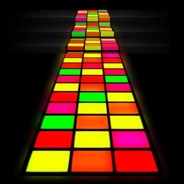 Imagem de Haull 690 x 99 cm neon iluminado, pista de dança, que brilha no escuro, decoração de festa neon UV luz negra fluorescente reativa adereços de parede para brindes de festa de discoteca (retângulos)