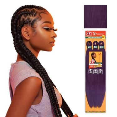 Imagem de Sensationnel Xpression prestretched braiding hair - 3x xpression 58inch kanekalon fiber flame retardant smooth yaki braid - 3x x-pression 58 inch (1 pack, PURPLE)