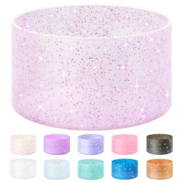 Imagem de Vmini Capa protetora para garrafas, silicone, glitter, compatível com Stanley Tumbler 591 ml–1,18 L, garrafa de água Hydro Flask 355 ml–710 ml, com fundo de 7,1–7,5 cm, base antiderrapante, brilhante