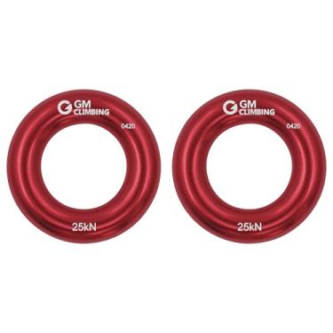 Imagem de GM CLIMBING Anel de rapel pequeno 25kN para escalada arborista resgate slackline rede vermelha pacote com 2