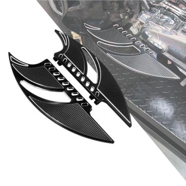 Imagem de HDBUBALUS Apoio de pé preto CNC Tomahawk dianteiro condutor esticado para Harley Touring Softail Dyna Street Glide FLH