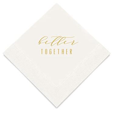 Imagem de Weddingstar Guardanapos dourados de 3 camadas para coquetéis - Better Together