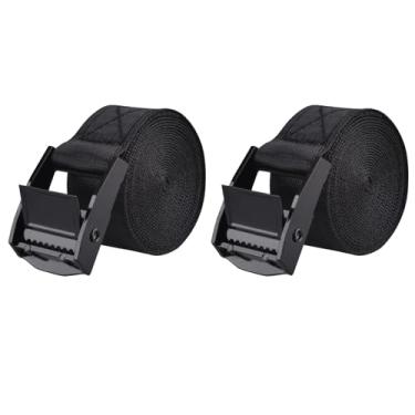 Imagem de TRIWONDER Tiras de amarração, correias de amarração correias de nylon, fivela de came cintos resistentes ajustáveis para bagagem, embalagem de mala, frete de carga (01# preto - 2 pacotes, 3,3 pés)
