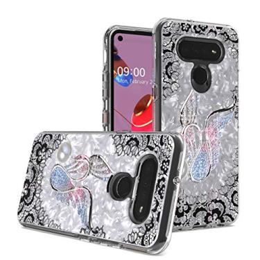 Imagem de CELZEN - Para LG K51, LG Reflect (LM-K500) - Capa de telefone transparente com imagem em relevo - AC6 Swan Lace