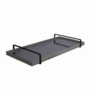 Imagem de Bandeja Decorativa Espelhada Alça Preta - Larflex, Laca Concreto