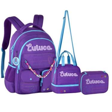 Imagem de Kit Mochila Lancheira Estojo Juvenil Da Youtuber Luluca - Clio, Roxo