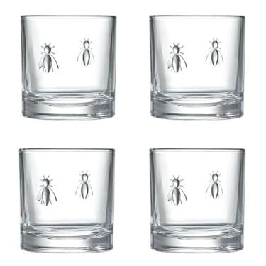 Imagem de Conjunto de 4 copos de uísque La Rochere Napoleon Bee — Copos elegantes para qualquer ocasião — Conjunto de copos de uísque em relevo Bee (325 ml)