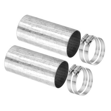 Imagem de PATIKIL Conector de duto de 4,8 cm, 2 conjuntos de acoplamento de duto de ferro galvanizado acoplador de ventilação secador acoplamento de tubo conector de extensão de mangueira com braçadeiras de