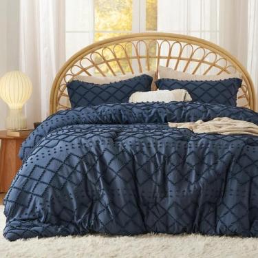 Imagem de Conjunto de Edredom Bedsure King Size Azul Marinho - com 2 Fronhas