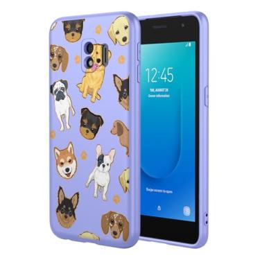 Imagem de KOARWVC Capa de celular para Galaxy J2 Core, capa para Samsung Galaxy J2 Pure, SM-J260 capa fofa com estampa de gato, capa protetora fina de TPU macio para celular Samsung Galaxy J2 Core Purple Dog