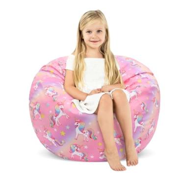 Imagem de Cadeira de pufe para crianças, para guardar animais de pelúcia, organizador de armazenamento de brinquedos para meninas e meninos, apenas capa de 81 cm (sem enchimento)