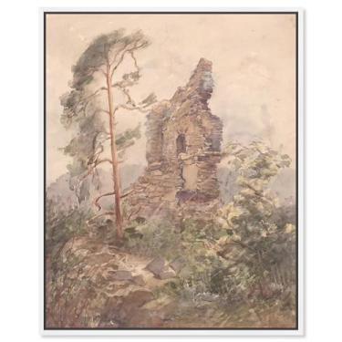 Imagem de Art Remedy Paisagem com Ruína 1900 Canvas Classic Sketches, Moldura Branca, 61 cm x 76 cm