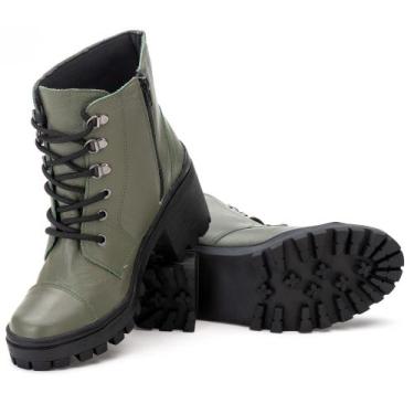 Imagem de Coturno Feminino Tratotado Em Couro - pettinari, Verde, 35