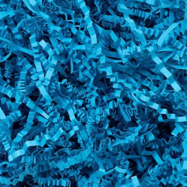 Imagem de Mefleet Papel cortado enrugado de 0,2 kg, papel desfiado azul enrugado para caixa de presente - enchimento de saco de cesta de presente - enchimento de almofada de grama para Páscoa, dia das mães,