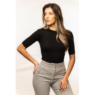 Imagem de Camiseta Feminina Manga 3/4 Preta - Vai de Basico, P