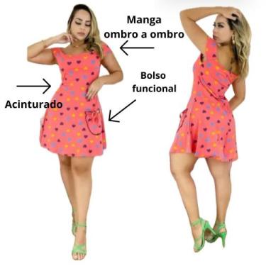 Imagem de Vestido Feminino Rodado Acinturado Manga Ombro a Ombro Malha Suplex En