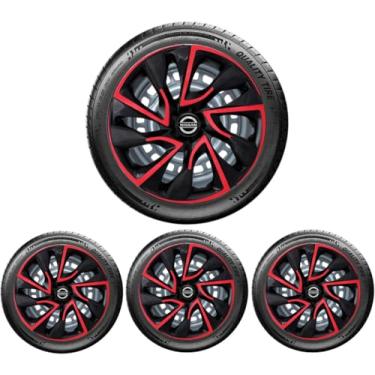 Imagem de Jogo 4 Calotas Esportivas DS4 Preto/Vermelho aro 15 (NISS)