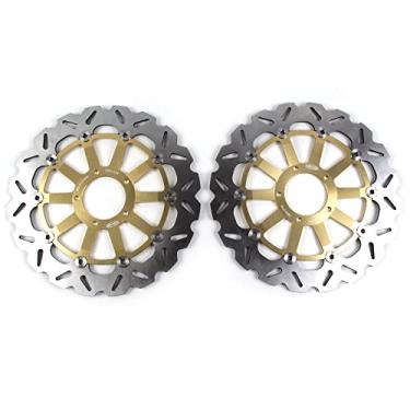 Imagem de 1 par de discos de freio dianteiros flutuantes compatíveis com Ducati Monster 796 ABS 2011-2014, Monster 797 2017-2020 ABS 2017, peças de acessórios de motocicleta douradas