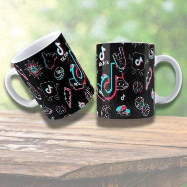 Imagem de Caneca De Porcelana 325ml Tik Tok Decorada Tik Tok 4